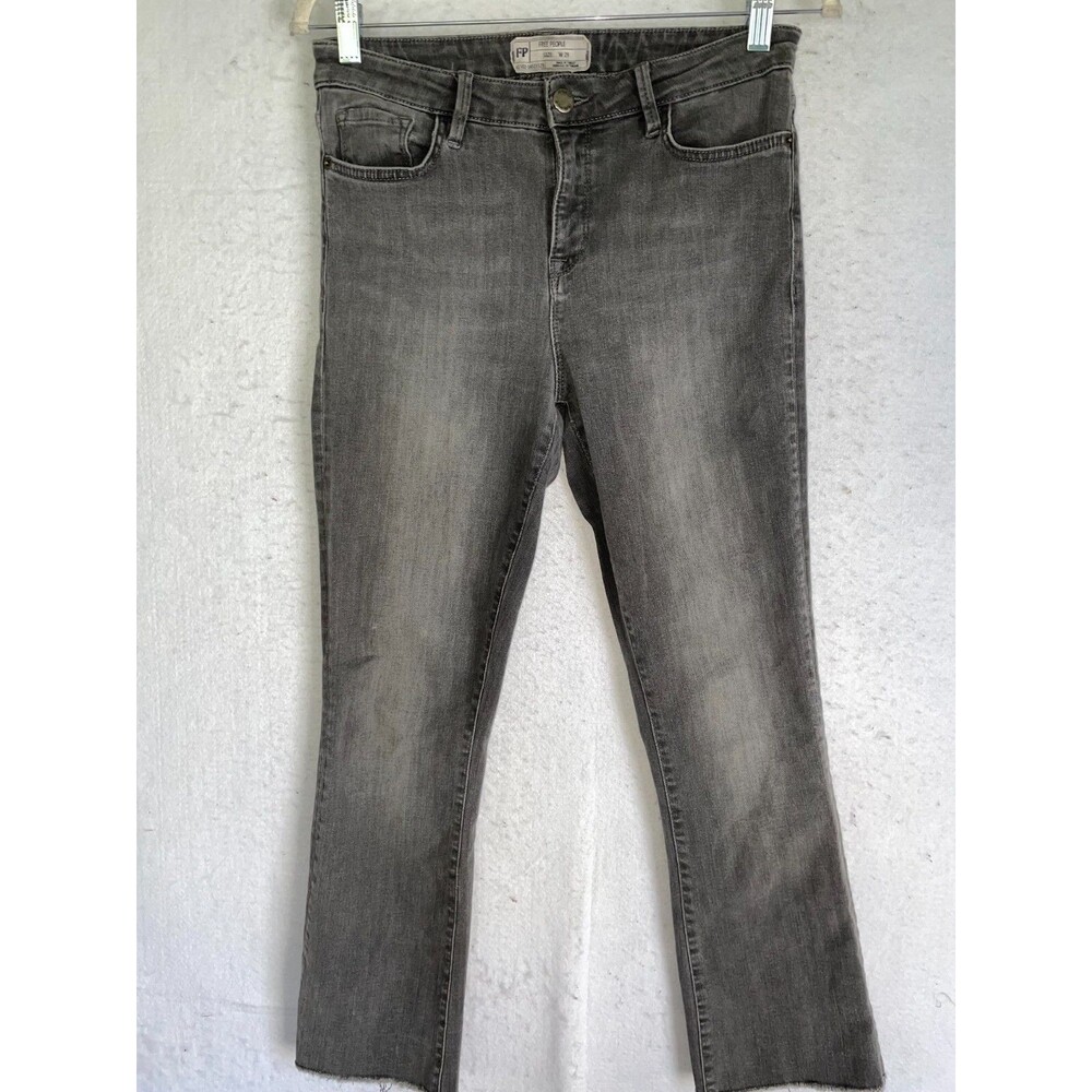 FP Free People Straight Fit Jeans Women's W 29 Gray Black High Rise Denim